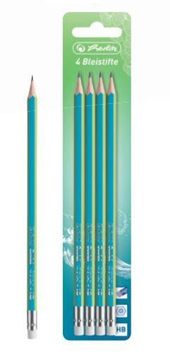 herlitz Bleistifte 4 Stück HB Greenline Holz Blister