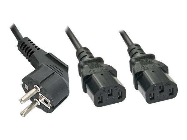 Lindy Netzkabel Schuko auf 2x IEC C13 Y H05-VVF 3G 2m
