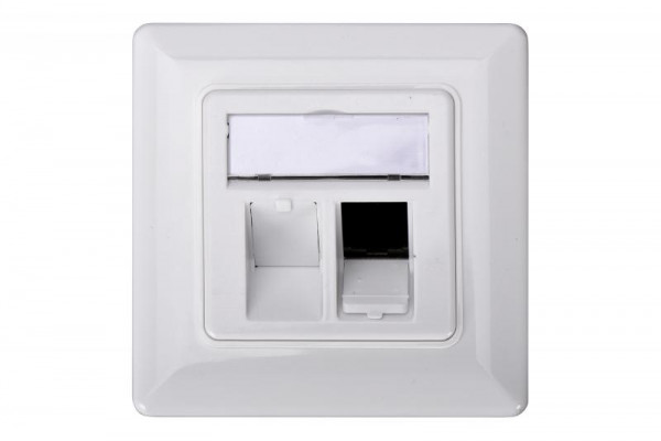 DIGITUS Leerdose für Keystone Module 2xRJ45 Rahmen 80x80
