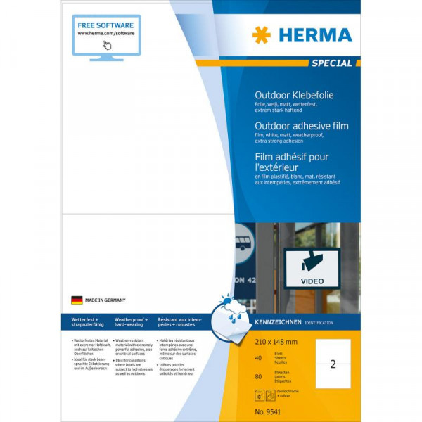 HERMA Etik. A4 Outdoor Klebefolie weiß 210x148 mm 80 St.