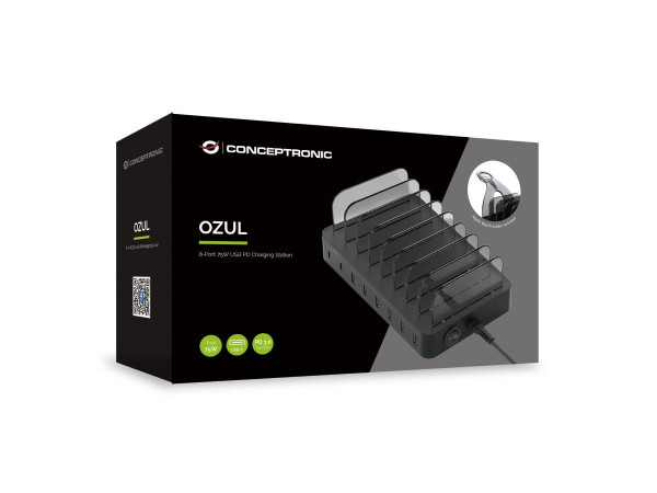 CONCEPTRONIC Ladegerät 8Port 75W,2xUSB-C PD Deskt