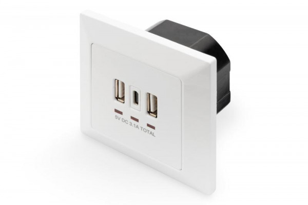 DIGITUS Lade-Dose Smartphones/Tablets 2x USB A 1x USB Type-C