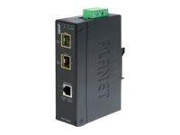 PLANET IP30 10/100/1000T to 2-Port 100/1000X SFP Gbit Conv.
