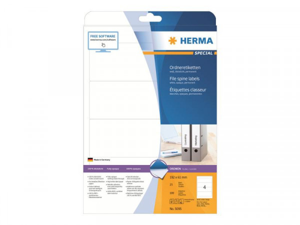 HERMA Ordneretiketten A4 weiß 192x61 mm Papier opak 100 St.