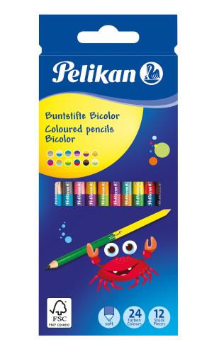Pelikan Buntstifte Bicolor Holz BRB12LN 24F 12er Faltschac