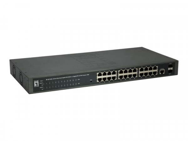 LevelOne Switch 24x GE GEP-2652 2xGSFP 19" 370W 24xPoE+