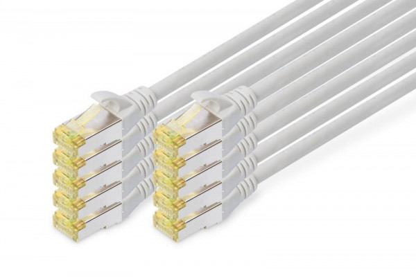 DIGITUS CAT 6A S/FTP Patchkabel, 10 Stück, 0,5m, grau