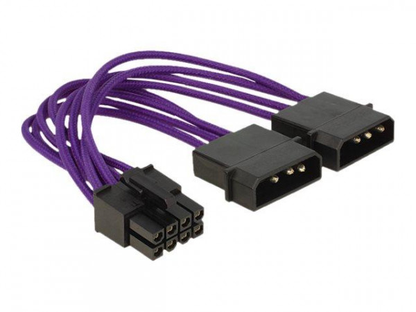 Stromkabel Delock 8Pin EPS -> 2x 4Pin Molex 0.15m Textilm