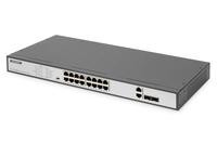 DIGITUS Switch 16-Port 10/100 250W PoE Unmanaged schwarz