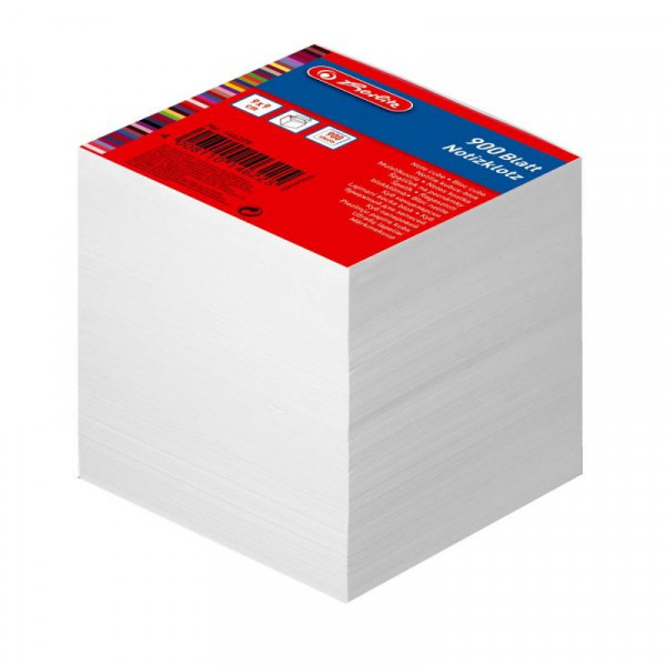Herlitz Notizklotz 9x9x9cm 900Bl. weiß geleimt