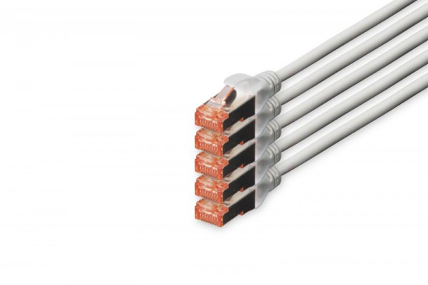 DIGITUS CAT 6 S/FTP Patchkabel, 5 Stück, 20m, grau