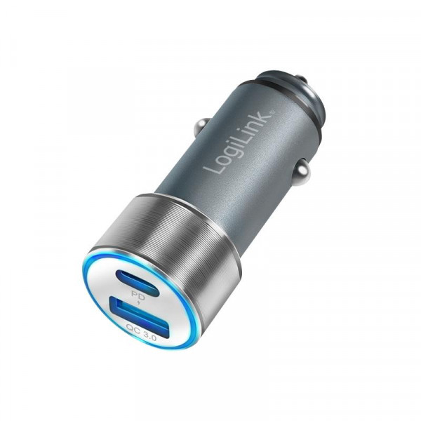 LogiLink USB Kfz Ladeadapter 2Port 1xUSB-C PD,1xUSB-A QC,36W