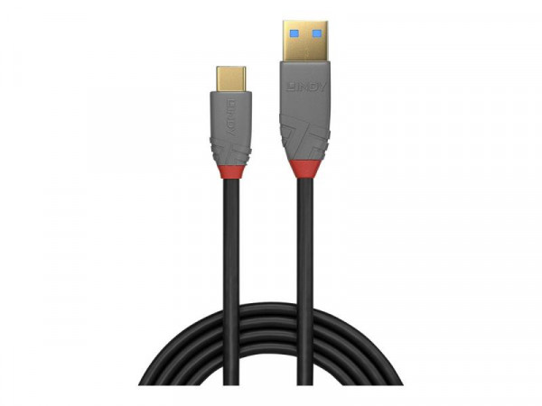 Lindy USB 3.1 Kabel Typ A/C 5A PD Anthra Line M/M 1m