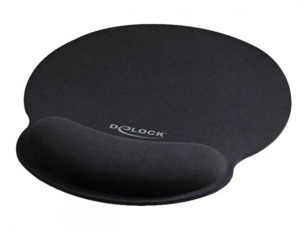 DELOCK Mauspad mit Handballenauflage rund schwarz