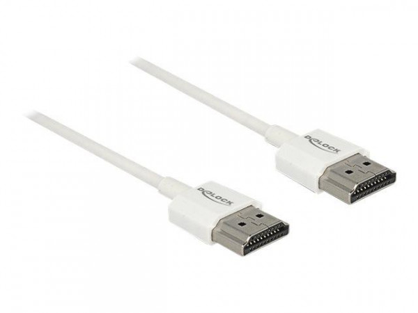 DELOCK HDMI-Kabel HighSpeed Ethernet A->A 4K 3D 0,25m weiß
