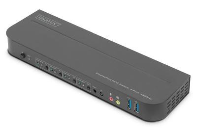 DIGITUS KVM Switch 4-Port, 4K60Hz, 4x DP in, 1x DP/HDMI out