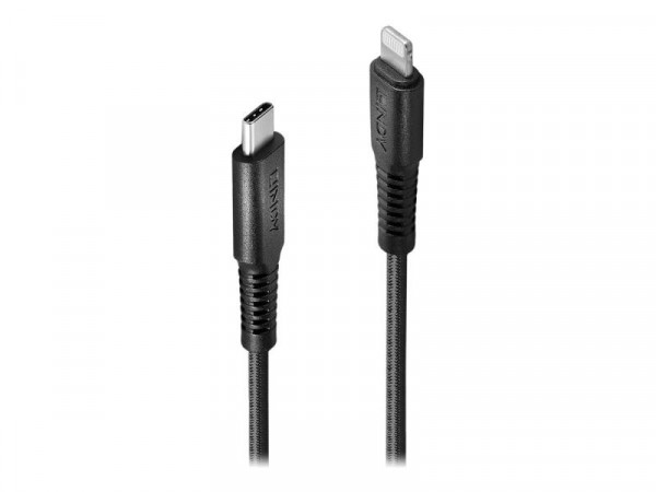 LINDY USB-C an Lightning Kabel schwarz 0.5m verstärkt