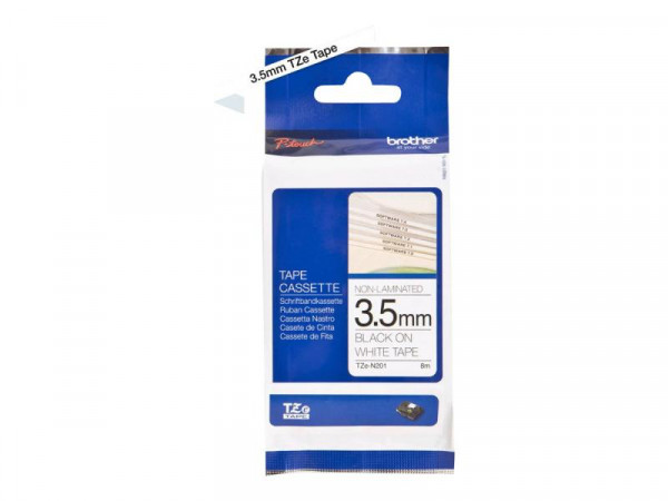 Schriftbandkassette Brother 3,5mm weiß/schwarz TZEN201