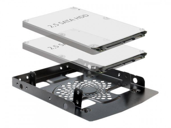 Einbaurahmen Delock 3,5" für 2x 2,5" HDDs Metall schwarz 