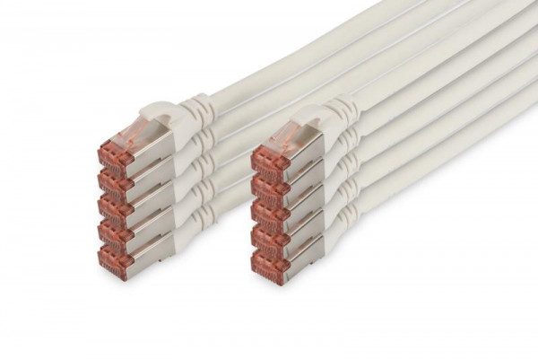 DIGITUS CAT 6 S/FTP Patchkabel, 10 Stück, 1m, weiß