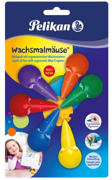 Pelikan Wachsmalmäuse farbig sortiert 6er Blister