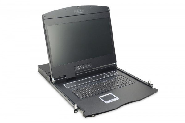 DIGITUS Konsole 19" 1HE TFT dt.Layout 8Port Touchpad schwar