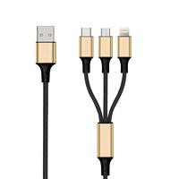 2GO 3in1 USB Type C-Ladekabel für Micro-USB-Apple Gold 1,5m