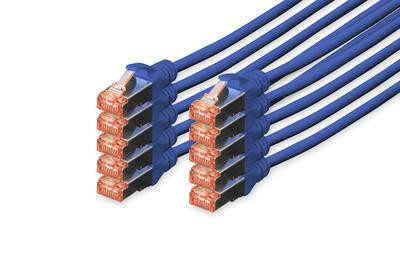 DIGITUS CAT 6 S/FTP Patchkabel, 10 Stück, 3m, blau