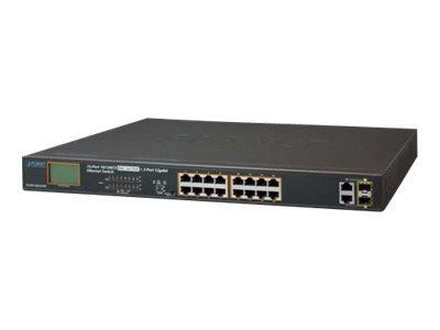 PLANET 16-Port 10/100TX 802.3at PoE + 2-Port Gigabit TP/SFP