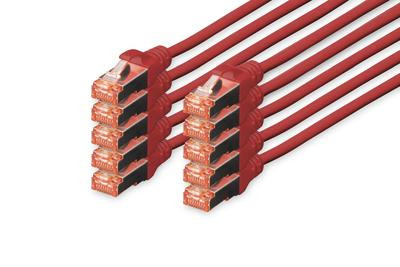 DIGITUS CAT 6 S/FTP Patchkabel, 10 Stück, 2m, rot