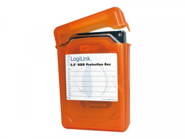 LogiLink Festplatten Schutz-Box für 3,5" HDD´s, orange 