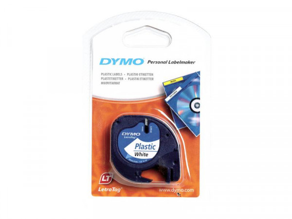 DYMO Etikett LetraTag 12mmx4m schwarz->weiß Plasti