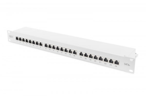 DIGITUS Patchpanel 1HE 24-Port Cat6a geschirmt lichtgrau