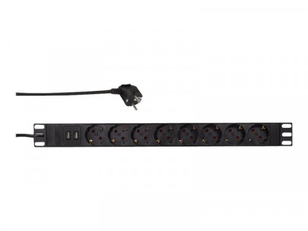 LogiLink Steckdosenleiste 8-fach CEE7/3+2 USB, mit Ü-Schutz
