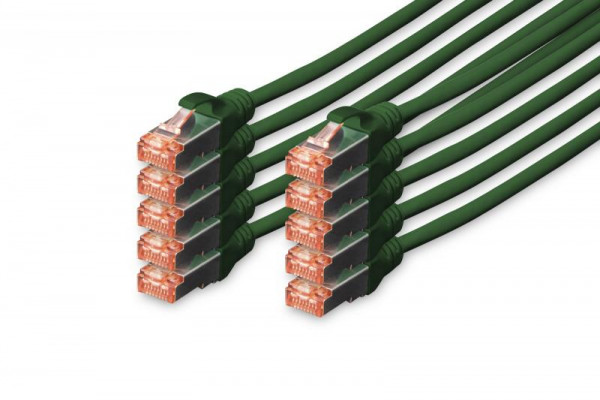 DIGITUS CAT 6 S/FTP Patchkabel, 10 Stück, 1m, grün