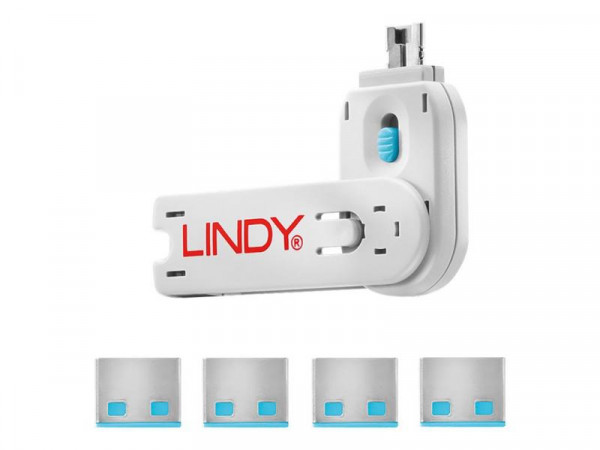 Lindy USB Portschlösser 4xBlau mit Schlüssel