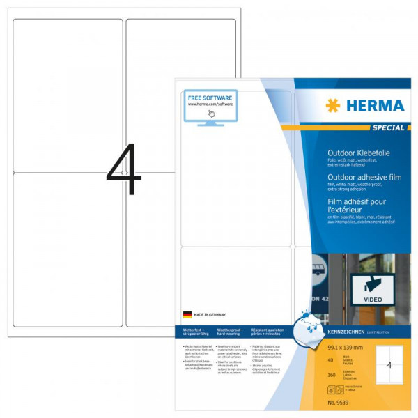 HERMA Etik. A4 Outdoor Klebefolie weiß 99,1x139 mm 160 St.