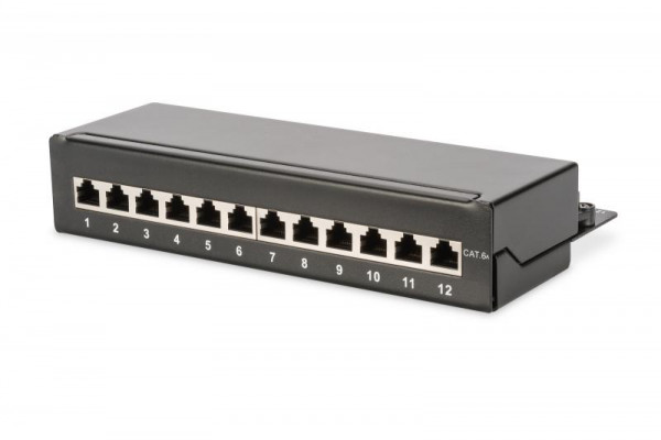 DIGITUS Patchpanel 1HE 12-Port Cat6A geschirmt schwarz