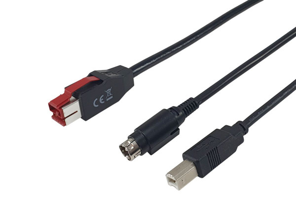 Equip Kabel PoweredUSB 24V->B/Mini-DIN 3Bu/St 3.00m schwarz