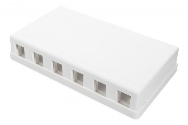 DIGITUS Gehäuse für Keystone Jacks 6-Port, weiß, Aufputzbox