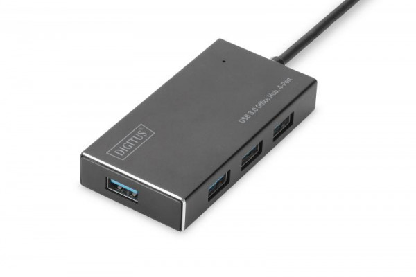 DIGITUS 4-Port-USB-Hub 4xUSB3.0 Alu schw.matt +NT +Kabel