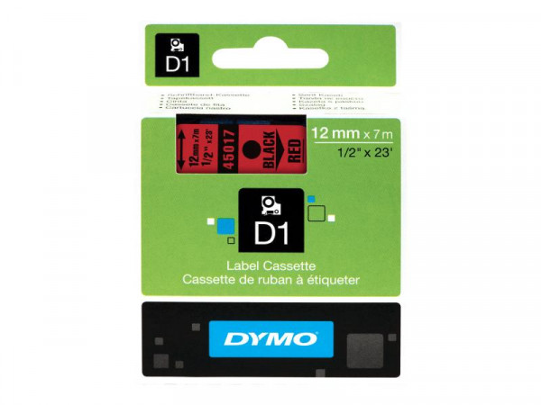 DYMO D1 Schriftband 45017 12mmx7.0m schwarz->rot