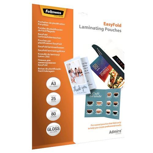 Fellowes Laminierfolien A3 Admire 80MIC vorgefaltet 25PK