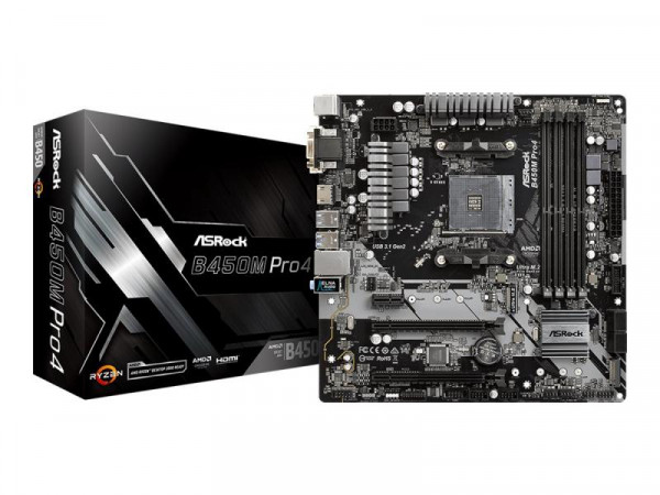 Mainboard ASRock B450M Pro4 AM4 M-ATX D-Sub/HDMI/DVI