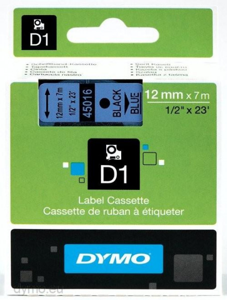 DYMO D1 Schriftband 45016 12mmx7.0m schwarz->blau