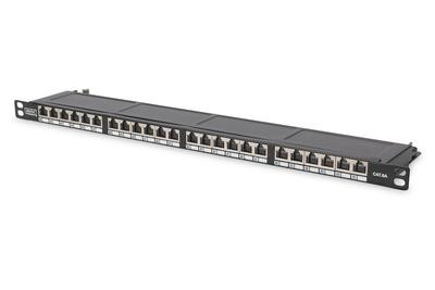 DIGITUS Patchpanel 0,5HE 24-Port Cat6 geschirmt schwarz