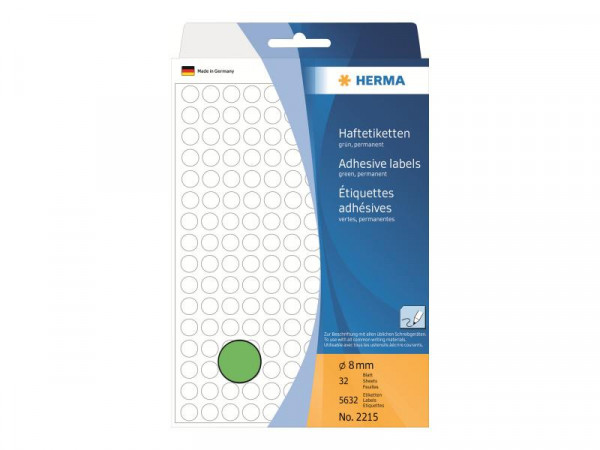 HERMA Vielzwecketiketten grün 8 mm rund Papier 5632 St.