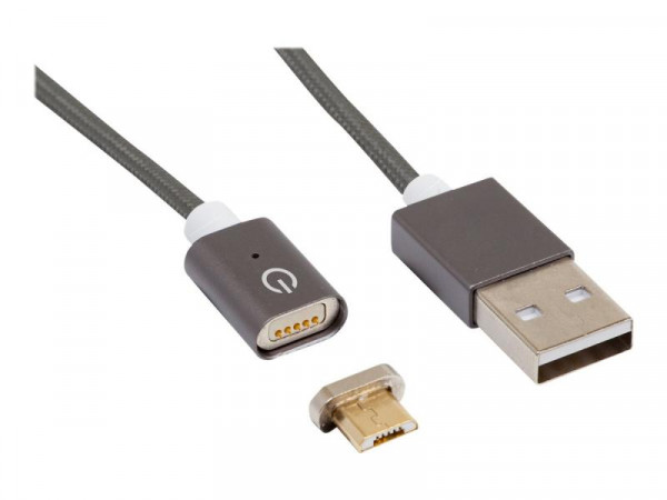 RealPower Magnetic mobile Sync-/Ladekabel Micro-USB 1m grau