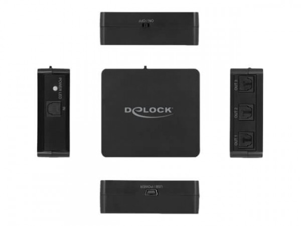 DELOCK S/PDIF TOSLINK Splitter 1 In 3 Out USB Stromversorg.