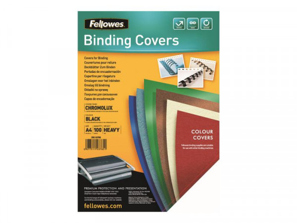 Fellowes Präsentationsdeckb. Chromolux Schwarz A4 250G 100PK